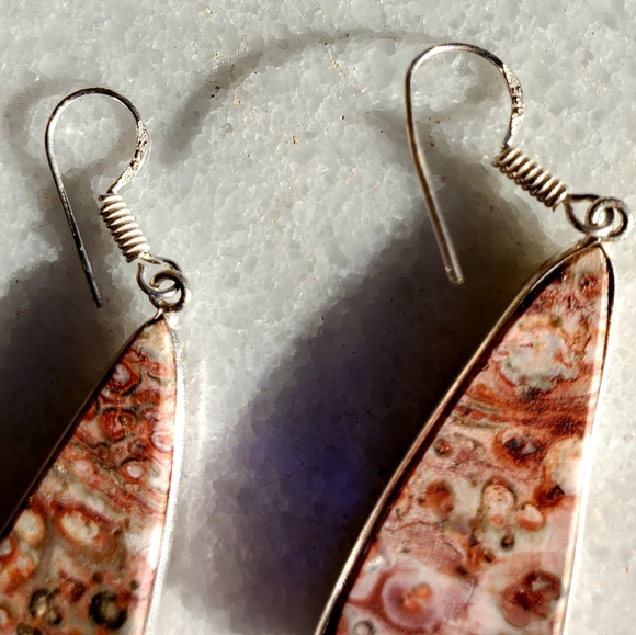New Leopard Skin Jasper 925 Silver Earrings. - Picture 10 of 10